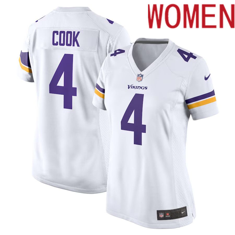 Women Minnesota Vikings 4 Dalvin Cook Nike White Game NFL Jersey
